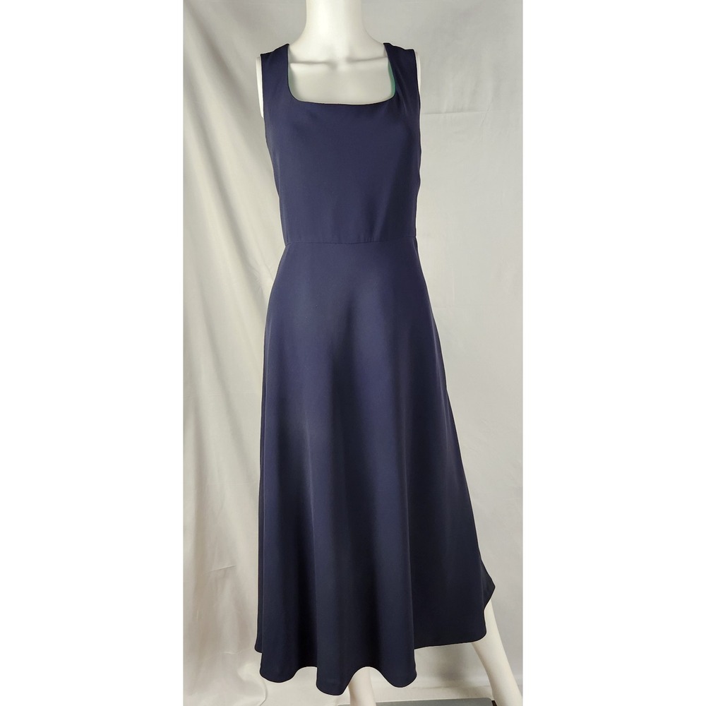 Lauren Ralph Lauren Navy Square‑Neck A‑Line Midi Dress 12